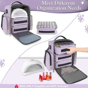 Vue détaillée du sac de rangement pour vernis à ongles à trois couches grande capacité