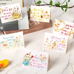 Watercolor greeting cards with cute animal illustrations and romantic English quotes