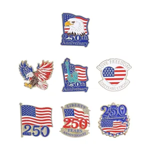 Broches en métal patriotiques américaines vintage avec motifs d'aigle et de drapeau