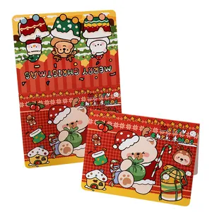Two festive cartoon Christmas greeting cards featuring cute bear and reindeer illustrations