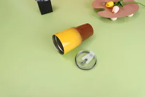 30oz yellow brown gradient stainless steel tumbler with lid, macro detail of vacuum flask