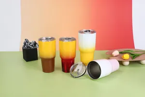 Set of 30oz stainless steel gradient tumblers with double-wall vacuum insulation