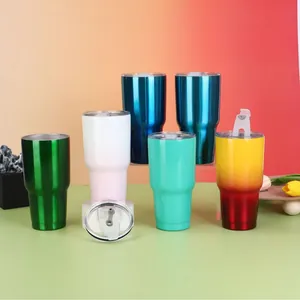 Set of 30oz colorful stainless steel double-wall vacuum insulated tumblers for car