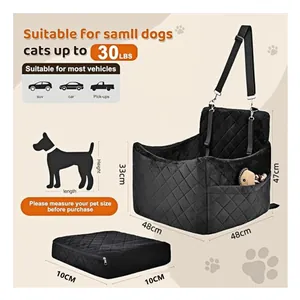 Spécifications de taille pour le siège auto matelassé noir pour chiens jusqu'à 13 kg