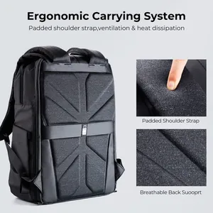 Detail view of professional camera backpack ergonomic padded shoulder straps and back