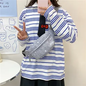 Stylish grey star pattern chest bag designed for casual sports and outdoor leisure activities