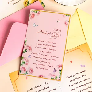 Pink floral Happy Mother's Day greeting card set with colorful envelopes and inserts
