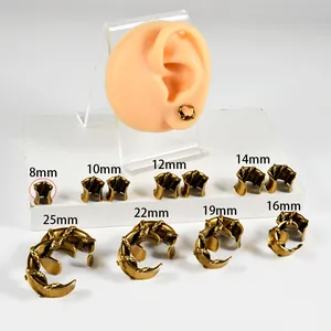 Tunnel auricolari vintage in ottone con motivo a serpente in diverse misure da 8 a 25mm