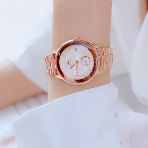 Elegante roségoldene Stahluhr für Damen mit kleiner Sekundenanzeige
