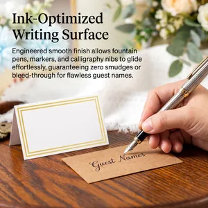 Elegant gold foil wedding place cards with smooth writing surface for guest names.