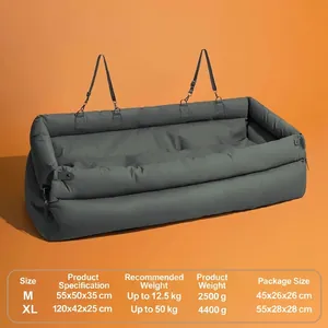 Tableau des tailles détaillé pour siège auto lavable gris foncé pour chiens et chats