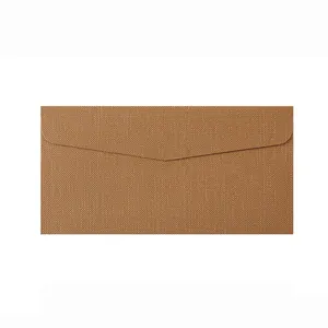 High-quality vintage DL envelope featuring a premium brown linen texture and elegant pointed flap