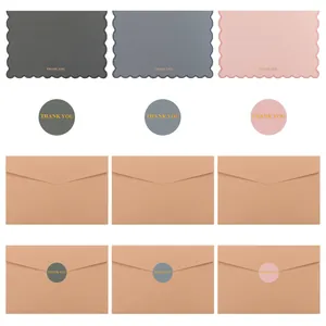 Gold foil Thank You card set in Morandi colors with kraft envelopes and seal stickers