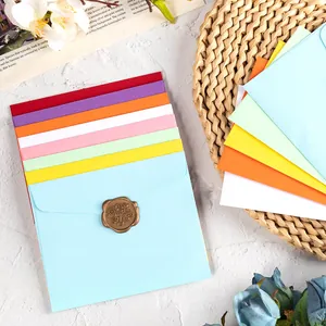 Premium colorful offset paper square envelopes with thank you wax seal for greeting cards