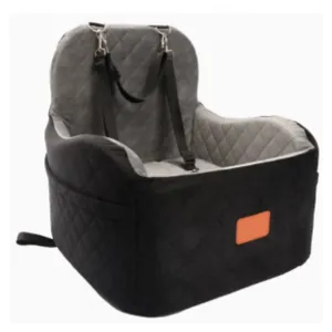 Siège auto matelassé pour animaux avec laisse de sécurité et poche de rangement