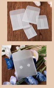 Semi-transparent frosted vellum envelopes for jewelry packaging and card storage