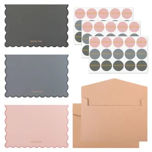 Morandi color thank you card set with gold foil lettering, envelopes and stickers