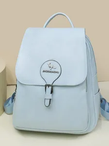 Sac à dos élégant bleu clair pour femmes de grande capacité avec détail de boucle