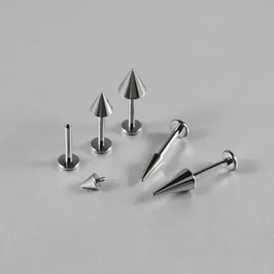 Premium G23 titanium internally threaded cone labret studs for body piercing set