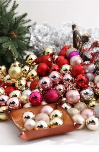 Assorted Christmas ball ornaments in matte and shiny finishes for tree decoration