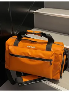 Large capacity vibrant orange travel duffel bag for gym hiking and weekend trips