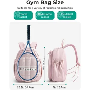 Dimensions du sac de sport rose avec hauteur de 43,9 cm et détails du compartiment