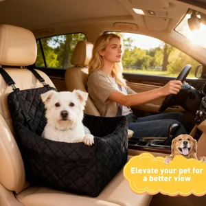 Siège d'appoint de luxe matelassé noir pour chien en voiture pour une meilleure vue