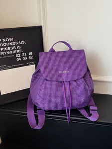 Modern purple grid patterned casual backpack for women lightweight stylish commuter bag