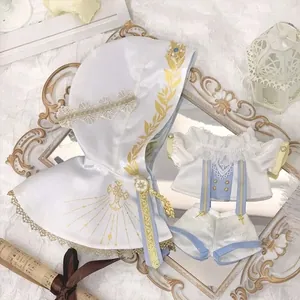 Élégant ensemble de vêtements de poupée 20cm avec cape de prophète et broderie dorée