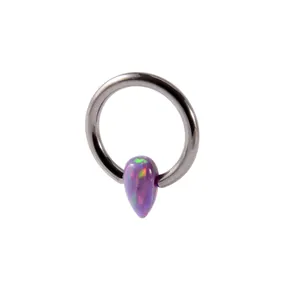 G23 Titan BCR Klemmkugelring mit lila Opal-Tropfen für Nase und Ohr-Piercing Schmuck