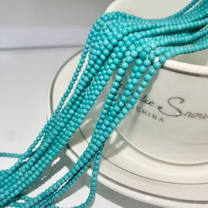 2mm türkisfarbene Rundperlen für DIY-Schmuck, ideal für handgefertigte Ketten und Armbänder.