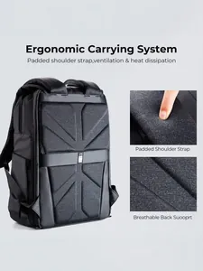 Professional photography backpack with ergonomic padded straps and breathable back