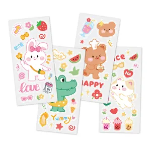 Set of four sheets of cute cartoon transparent PVC waterproof stickers.