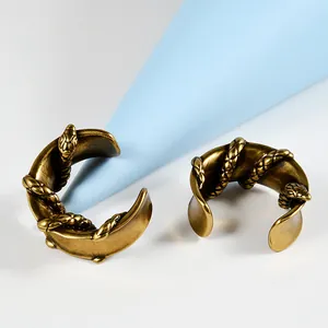 Dettaglio di un accessorio per orecchie in bronzo antico a forma di serpente vintage