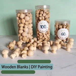 Unfinished Wood Mushrooms Schima Superba Natural Wooden Peg Dolls For DIY Painting Craft Early Education Toys Home Decor