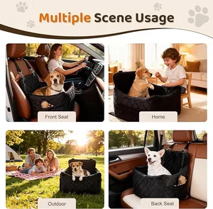 Siège d'appoint matelassé noir pour animaux montrant les usages voiture maison et extérieur