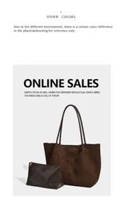 Large brown suede tote bag and matching dark leather sub-pouch for autumn/winter