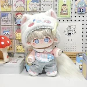 Détails des vêtements pour poupée en coton 20cm avec bonnet samoyède et salopette rose