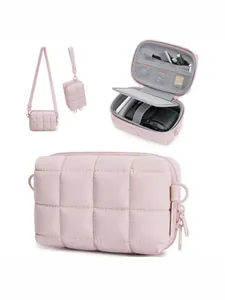 Estuche acolchado rosa para cámara con protección antigolpes y correa ajustable de hombro