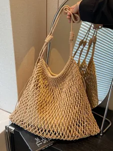 Elegante borsa a tracolla intrecciata in stile francese ad alta capacità per le vacanze