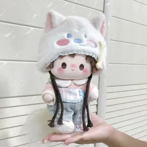 Détail de vêtements pour poupée en coton 20cm avec chapeau en peluche Samoyède et salopette
