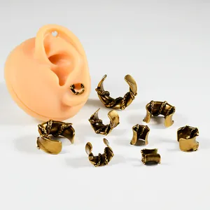 Polsini per orecchie in rame a forma di U con serpente vintage e modello di orecchio in silicone