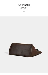 Detailed bottom view of retro brown suede tote bag with large capacity and durable base