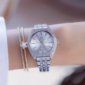 Elegante reloj de cuarzo plateado BS Bee Sister para mujer con detalles de cristal