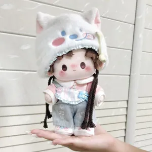 Détail des vêtements de poupée en coton de 20cm avec chapeau en peluche Samoyède et salopette
