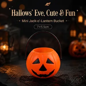 Mini seau à bonbons citrouille d'Halloween avec visage de lanterne pour décoration