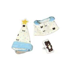 Adorable conjunto de pijama para muñeca de 10cm con gorro de estrella y lunares azules