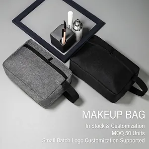 Portable Digital Electronics Organizer Bag Waterproof Cationic Fabric Toiletry Makeup Cosmetic Storage Case With Handle