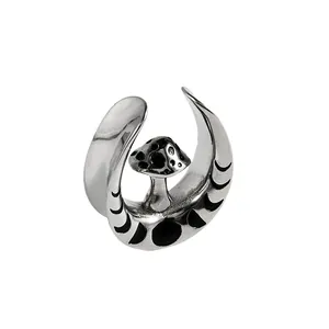 Stainless steel ear weight with mushroom and crescent moon phase design ear expander