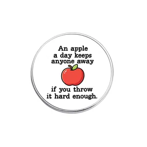 Funny quote metal badge brooch pin, cute apple design clothing accessories for backpack.
